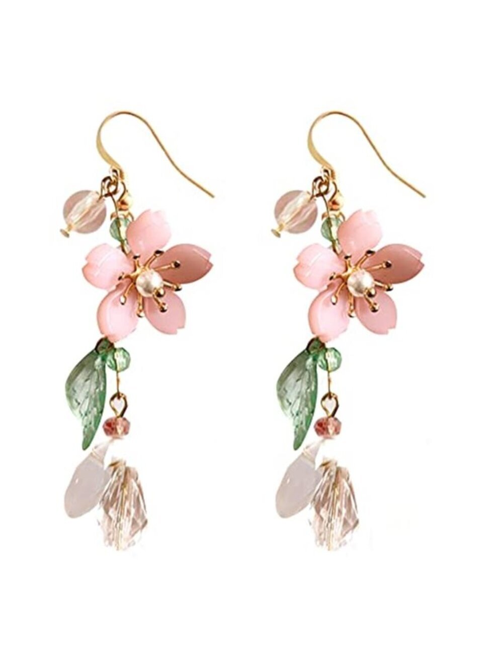 Pink Flower Dangle Earrings